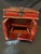 Chinese Vintage Chinese Red Lacquered Carved Wood Jewelry Box Vanity With Mirror For Sale - Image 3 of 10