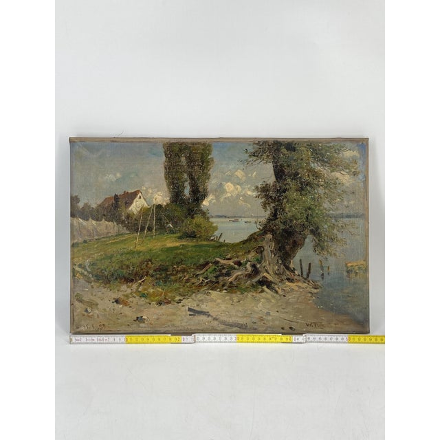 Wilhelm Frey, Netting Place on Lake Constance, 1909, Oil on Canvas For Sale - Image 13 of 14