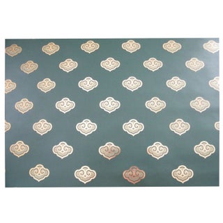 1970s Glam Wallpaper Green & Gold - 5 Rolls For Sale