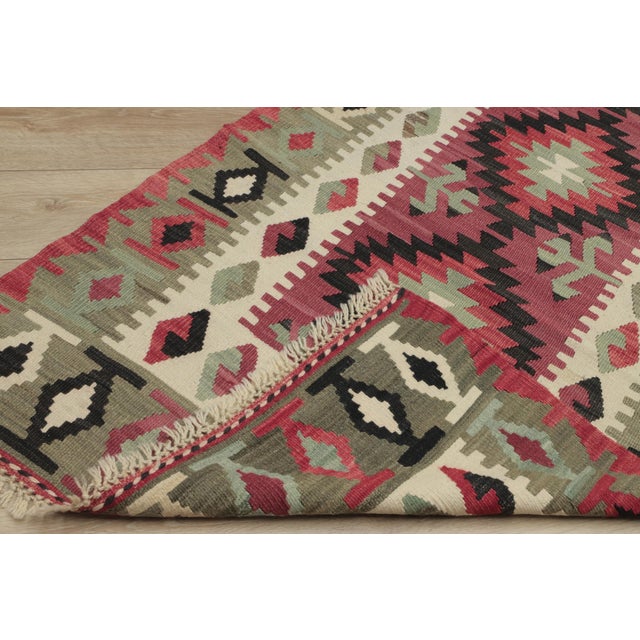1970s Southwestern Style Handmade Red Oushak Kilim Runner Rug For Sale - Image 11 of 12