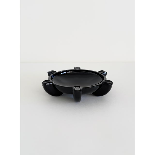 Mid-Century Modern Streamline Moderne Black Glass Ashtray, 1940s For Sale - Image 3 of 5