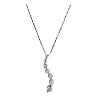 0.50ctw Graduated Diamond Journey Pendant Necklace 14k White Gold 18" Box Chain For Sale