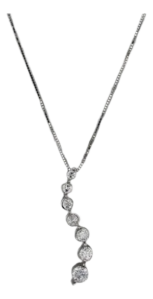 0.50ctw Graduated Diamond Journey Pendant Necklace 14k White Gold 18" Box Chain