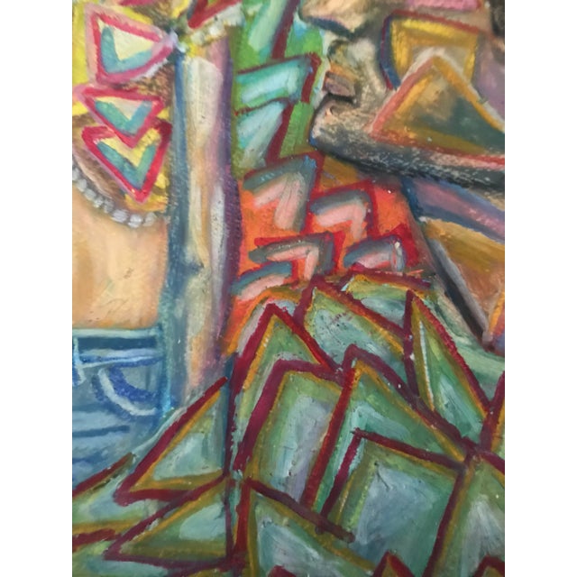 Vintage Modernist Pastel Drawing of Hippie Bohemian Couple For Sale In New York - Image 6 of 7