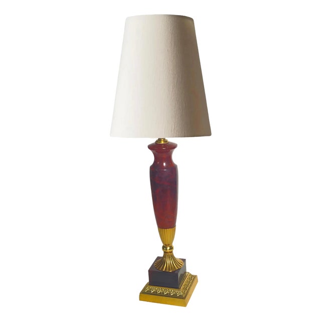 Table Lamp in Crackle Resin Fractal and Gilt Metal, France, 1970 For Sale