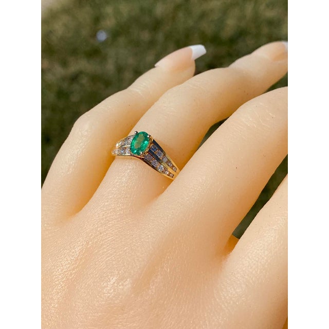 Ladies 14K Gold Emerald and Diamond Ring For Sale - Image 10 of 10