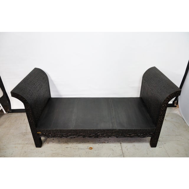 Carved Wood Moroccan Daybed With Cushion Chairish