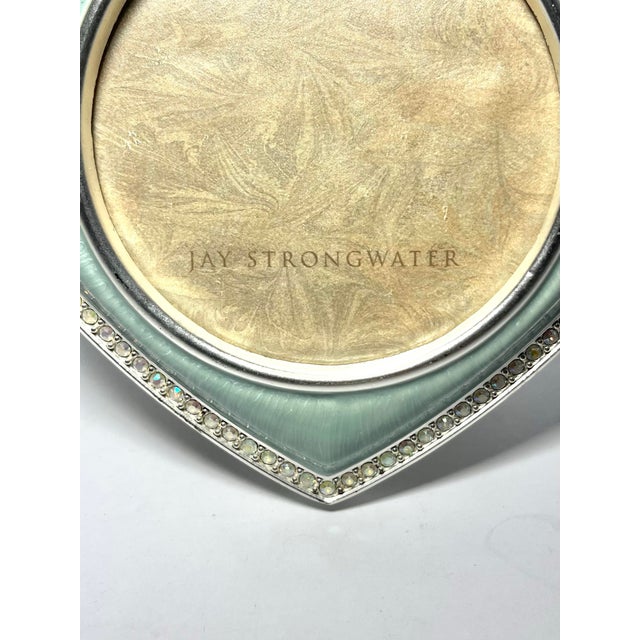Jay Strongwater Enamel & Crystal Baby Blue Pale Chantal Heart Picture Frame For Sale - Image 4 of 10