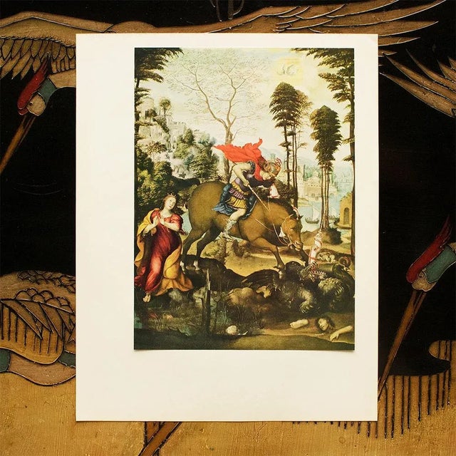 Renaissance 1956 "Saint George and the Dragon" by Sodoma, Vintage Full-Color Print For Sale - Image 3 of 7