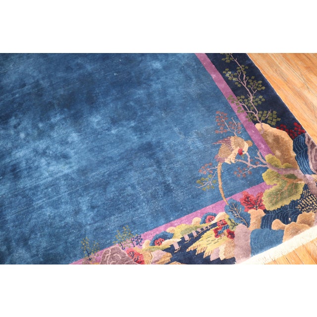 Zabihi Collection Blue Chinese Art Deco Rug For Sale - Image 17 of 18