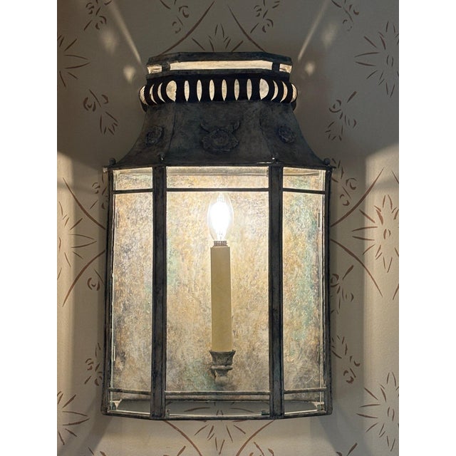 Niermann Weeks Niermann Weeks Patinated Zinc Wall Lantern Sconces - A Pair For Sale - Image 4 of 10