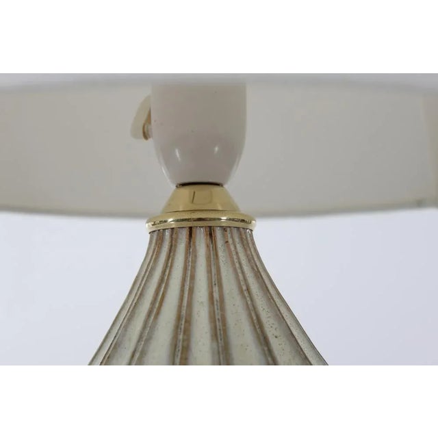 Textile Modern Danish Pumpkin Shape with Creme Coloured Glaze Ceramic Table Lamp by Laurine, 1960s For Sale - Image 7 of 12