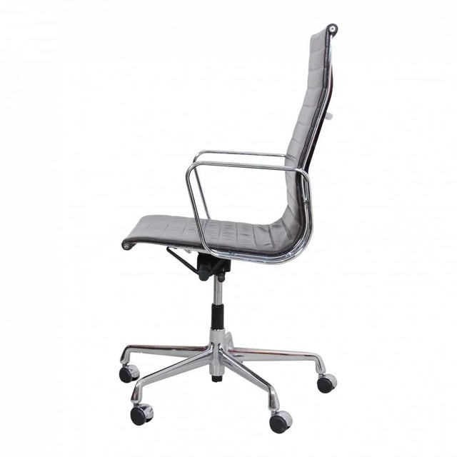 Vitra Patinated Dark Brown Leather Ea-119 Office Chair by Charles Eames for Vitra, 2000s For Sale - Image 4 of 9