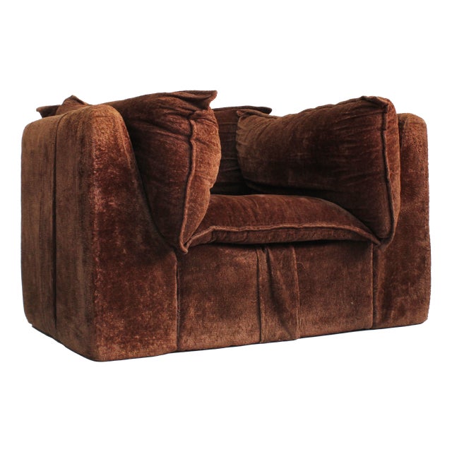 Vintage Italian Brown Lounge Chair, 1970s For Sale