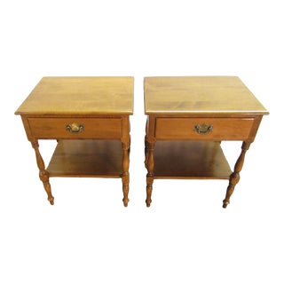 Ethan Allen Solid Maple Pair of Nightstands For Sale