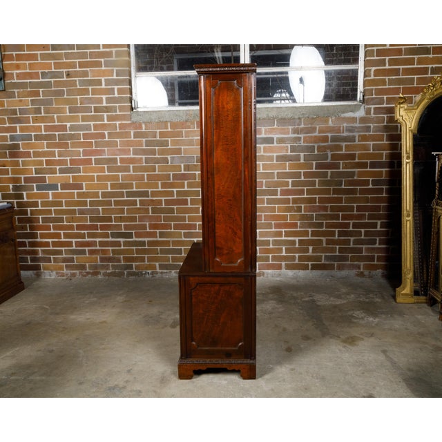 Brown English 19th Century Mahogany Bookcase with Glass Doors and Carved Rosettes For Sale - Image 8 of 12