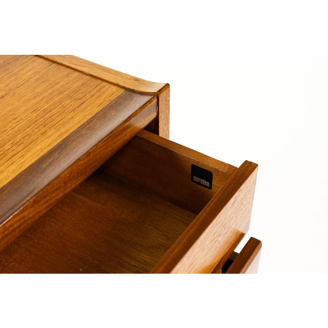 Brown 1960s Danish Modern / Mid Century Low Teak Vanity / Dressing Table — Meredew — Adjustable Mirror For Sale - Image 8 of 8