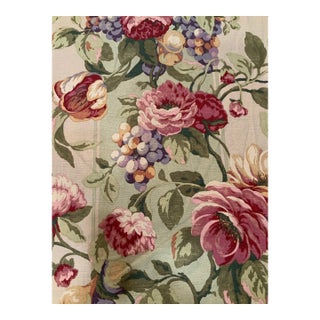 Raymond Waites for Mill Creek Floral Linen Fabric – 4 Yards, Vintage/Unused Designer Print - Cottage Core, Country French, English Cottage - See Pics! For Sale
