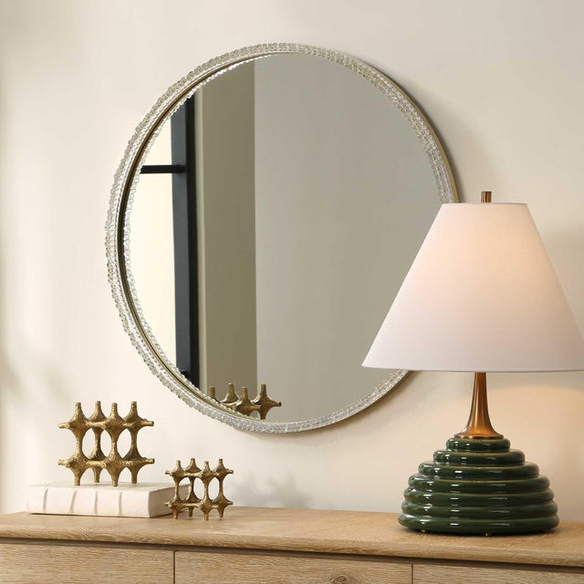 Traditional Break The Ice Round Mirror For Sale - Image 3 of 6