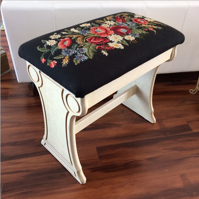 Vintage Custom Needlepoint Storage Bench | Chairish