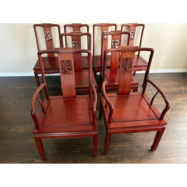 Set of 8 Mid 20th Century Chinese Ming Rosewood Dining Chairs For Sale - Image 6 of 9