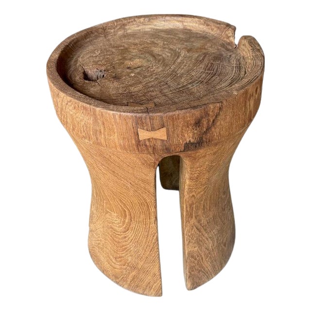 Andrianna Shamaris Teak Wood Tray Style Side Table For Sale