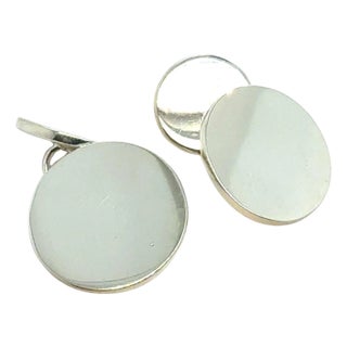 1990s Pair of Tiffany & Co Cufflinks Sterling Silver Estate For Sale