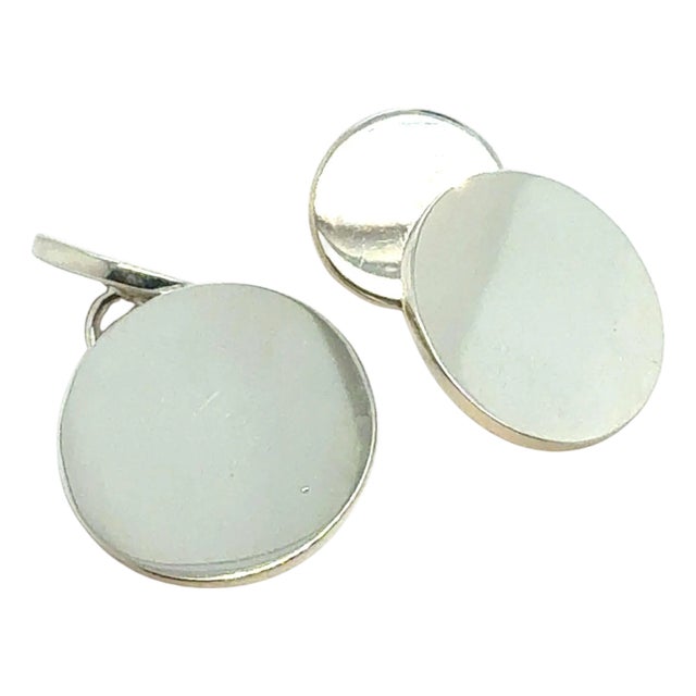 1990s Pair of Tiffany & Co Cufflinks Sterling Silver Estate For Sale