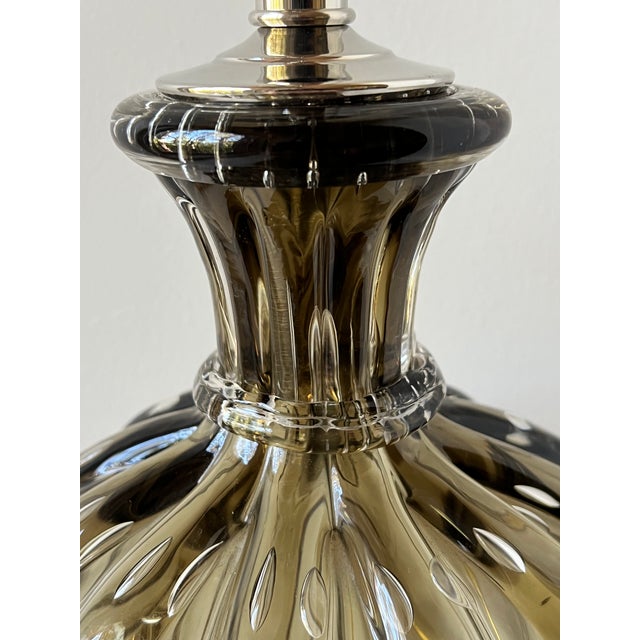 Murano Vintage Murano Glass Table Lamp With Bubbles in Bronze 1950s For Sale - Image 4 of 9