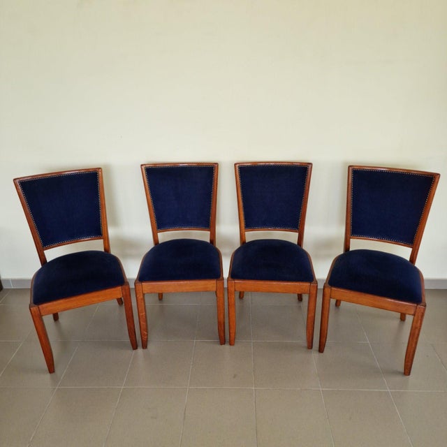 Very comfortable 4 pieces of Art Deco style chairs, made of solid oak in perfect condition. These chairs combine the...
