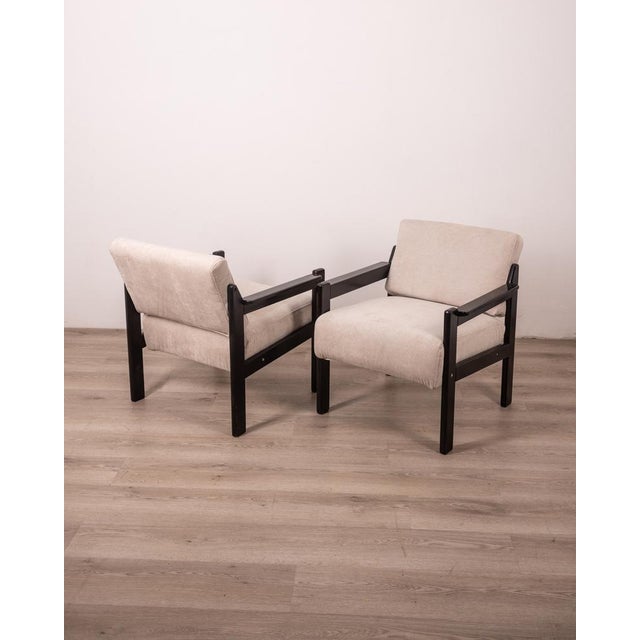 Set of Vintage Italian Armchairs in Wood and Fabric, 1980s For Sale - Image 9 of 9