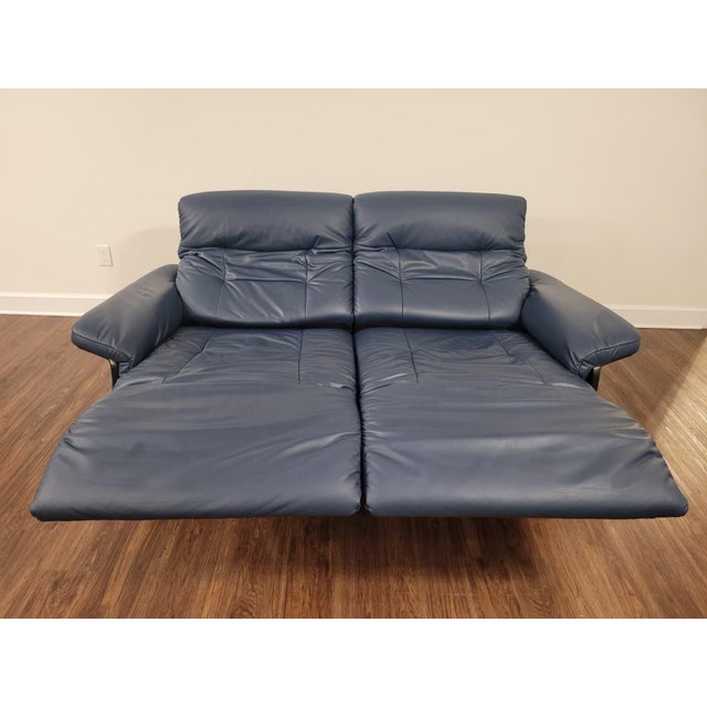 Stressless Mary Sofa & Loveseat — Blue Paloma Leather For Sale - Image 11 of 18