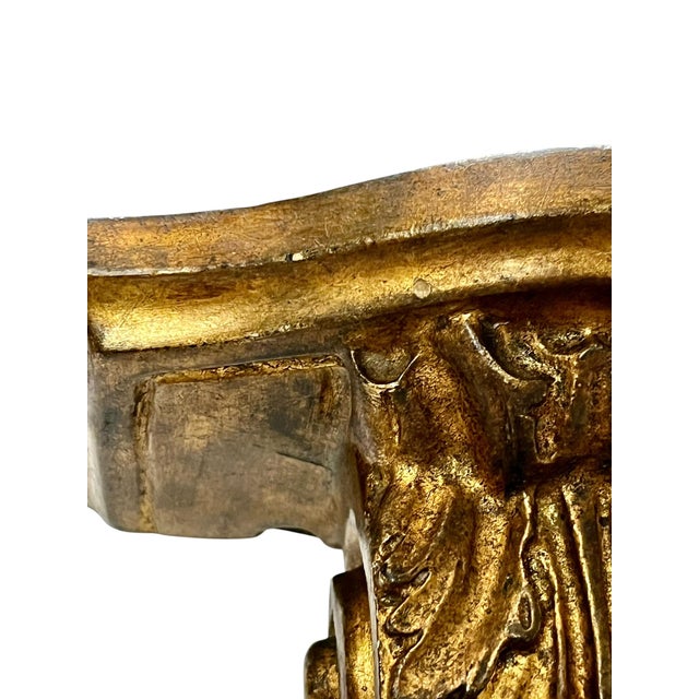 Pair Vintage Italian Neoclassical Giltwood Carved Wall Brackets Sconces For Sale - Image 9 of 10