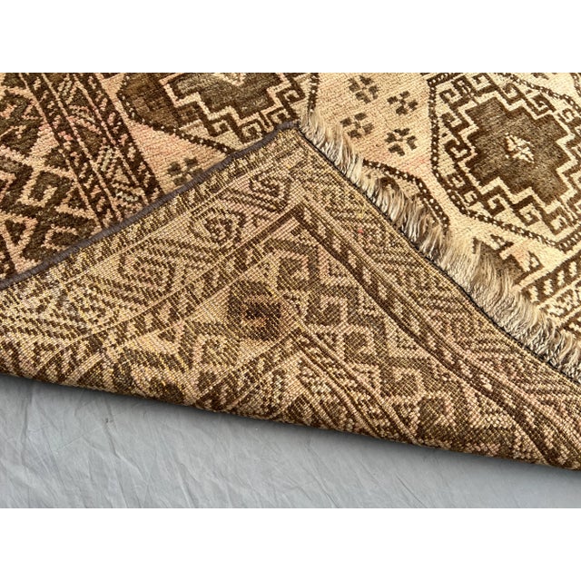 Vintage Afghan Hand-Knotted Baluchi Rug in Neutral Moroccan Style Geometric Pattern Rug For Sale - Image 11 of 11