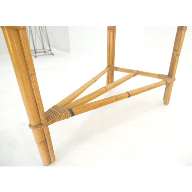 Fick Reed Atr Bamboo Rattam Wedge Triangle Shape Occasional Side End Table Stand For Sale - Image 6 of 10