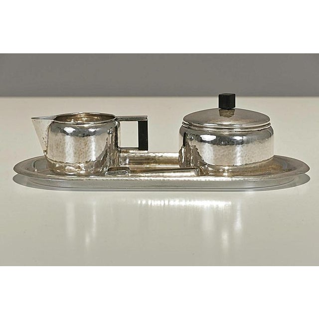 Wood Art Deco Sugar Cream Set in Silver, Germany, 1930s, Set of 3 For Sale - Image 7 of 7