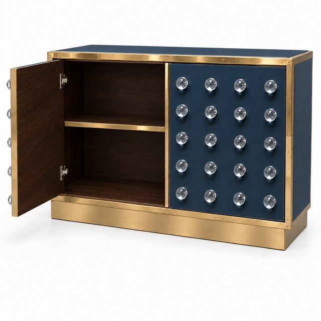Not Yet Made - Made To Order Navy Murano Glass Sphere Dry Bar on Brass Plinth from Justfurnituress SRL For Sale - Image 5 of 10
