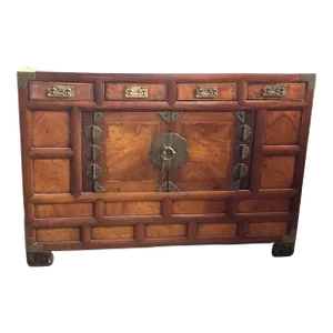 19th C. Antique Korean Joseon Dynasty Zelkova “Dragon Wood” Scholars Stationary Chest, Documented