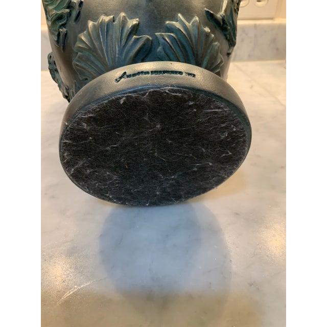 Vintage 1962 Austin Productions Neoclassical Verdigris Vase – 14” Greek Relief Vase for Classic Revival, Neoclassical & Art Nouveau Decor. See Pics! For Sale - Image 11 of 11