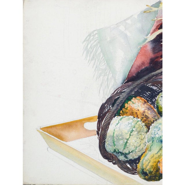 Impressionist 875 Joseph Yeager Still Life With Squash (Work in Progress) Watercolor on Paper Circa 1940s-1950s For Sale - Image 3 of 5