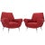 Pair of Red Upholstery Italian Lounge Chairs Brass Feet For Sale - Image 13 of 13