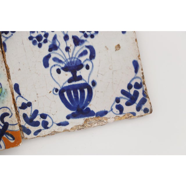 17th-18th Century Set of Two Delft Tiles, Earthenware For Sale - Image 6 of 12