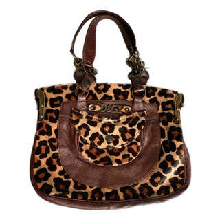 D & G Dolce & Gabbana Calfskin Leopard Fur Satchel For Sale