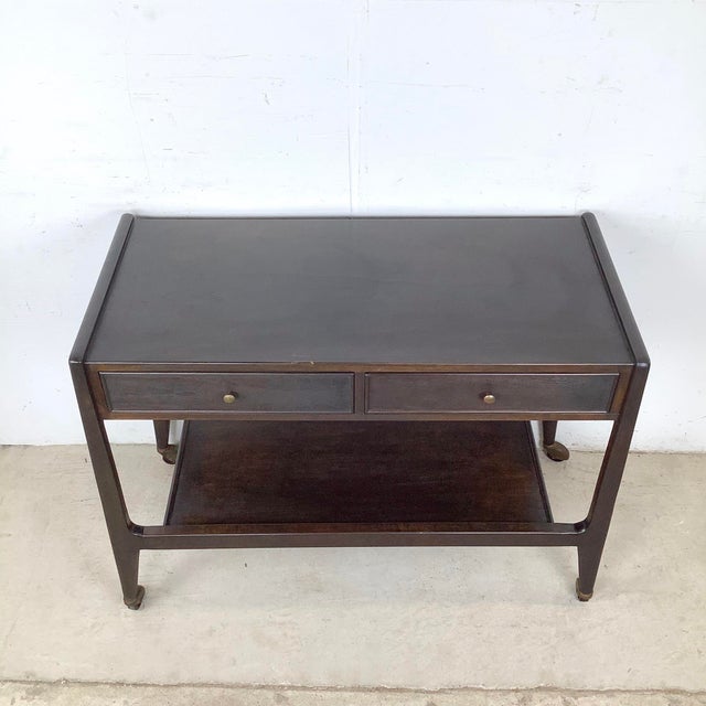 Mid-Century Modern 1960s Mid-Century Mt. Airy Facade Service Cart in Dark Wood Finish For Sale - Image 3 of 12
