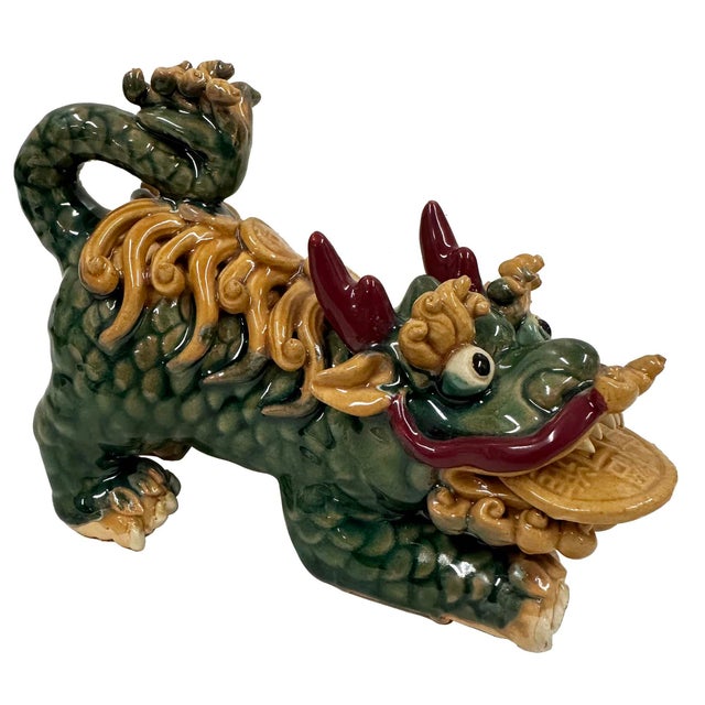 Mid 20th Century a Pair of Chinese Feng Shui Prosperity Statues, Foo Dogs. For Sale - Image 9 of 13