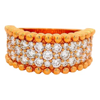 Diamond 18k Rose Gold Pave Half-Eternity Band, Size 6.75 For Sale