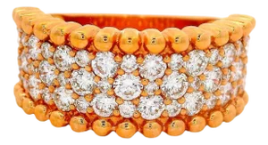 Diamond 18k Rose Gold Pave Half-Eternity Band, Size 6.75