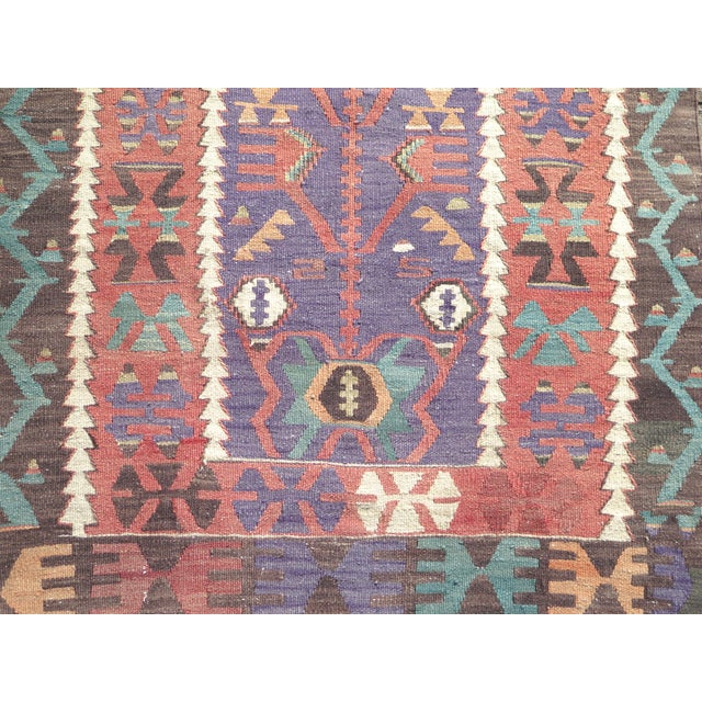 Mid 20th Century Soft Pale Colors Small Handmade Turkish Kilim Area Rug For Sale - Image 9 of 11