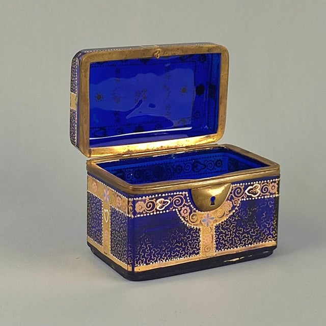 Antique Gilt Enamelled Glass Box, 1800s For Sale - Image 3 of 7