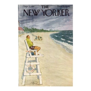 1952 Vintage New Yorker Cover, September 13 (Perry Barlow), Original New Yorker Magazine Cover, Seashore, End of Summer For Sale
